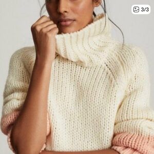 Reiss Hettie Cream and Pink Colorblock Sweater